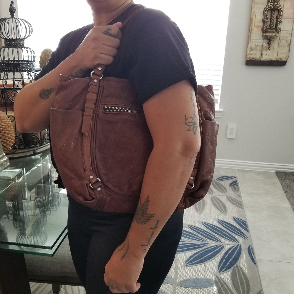 Vintage Olivia Harris Brown Leather Shoulder Bag